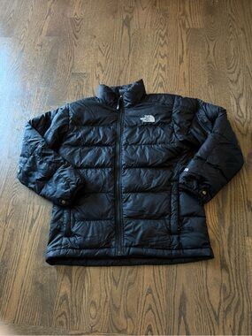 Boys The North Face 550 Black Quilted down Insulated Jacket size large 14/6